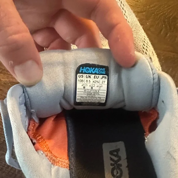 Hoka Sky Blue and Coral Athletic Shoes - Picture 2 of 3